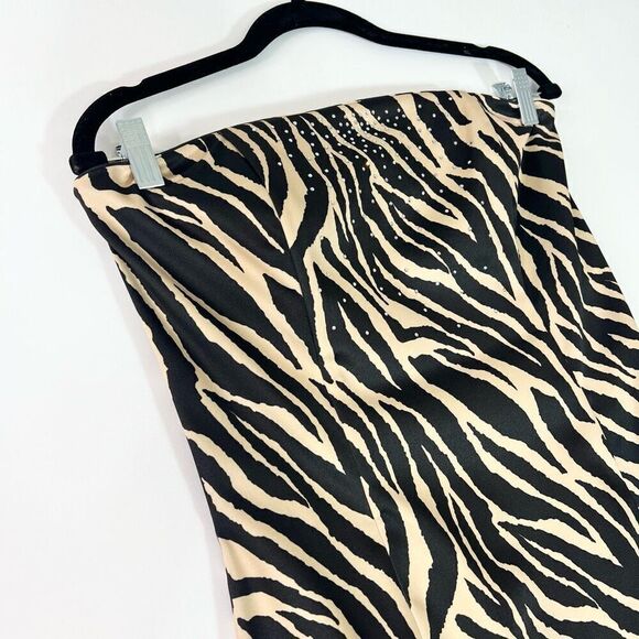 Jessica McClintock Gunne Sax Maxi Dress Gown Women's 11 Zebra Strapless Retro - Picture 3 of 15